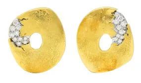 Yves Kamioner 0.50 CTW Diamond 18 Karat Two-Tone Gold Cushion Earrings