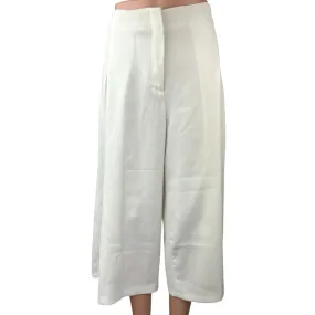 Zara Basic Women's White High Waisted Wide Leg Cropped Trouser Casual Pants Sz M