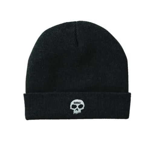 Zero Skateboards Beanie Single Skull Embroidered Black