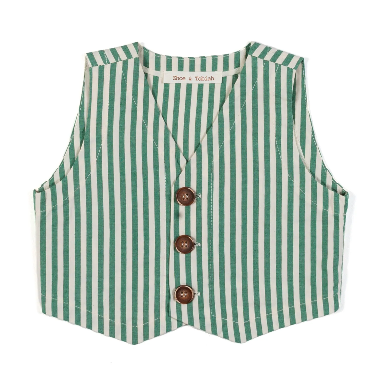 Zhoe & Tobiah Green Striped Vest For Boy