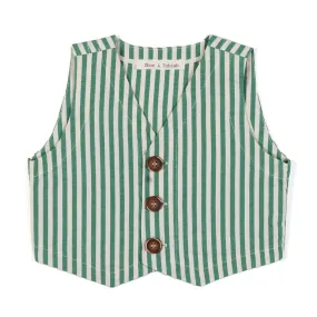 Zhoe & Tobiah Green Striped Vest For Boy